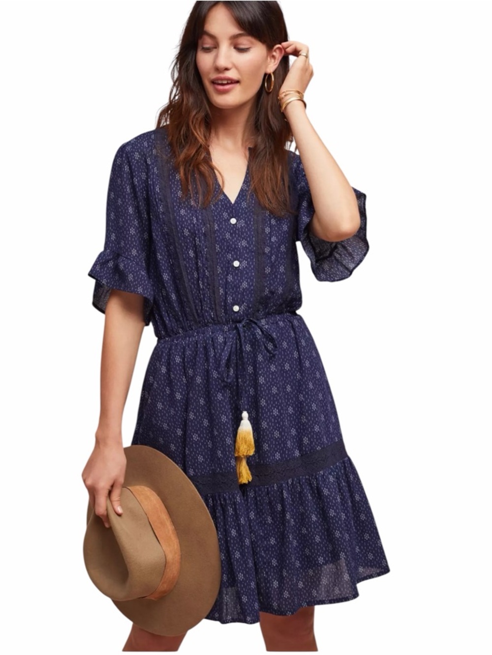 Isabella Sinclair Bandera Ruffled Tunic Dress Size Small